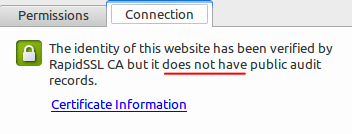 certificate transparency - rapid ssl example