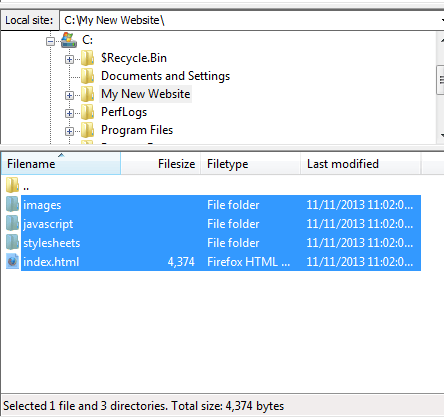 filezilla - select files