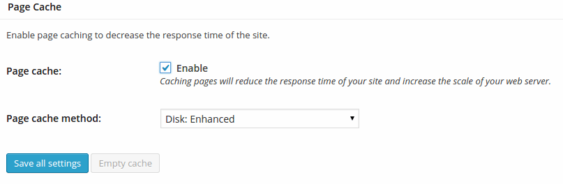 wordpress - w3 total cache - page cache