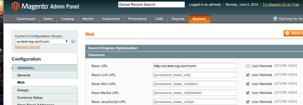how to configure magento in multiple store views