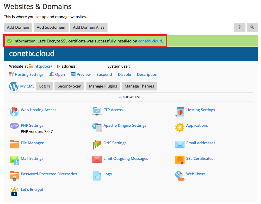 let's encrypt ssl install success