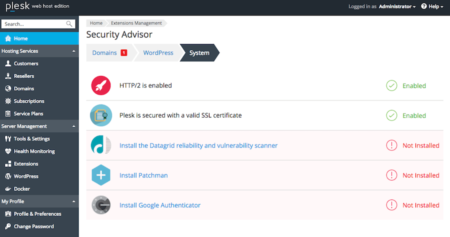 what's new plesk onyx: secure admin